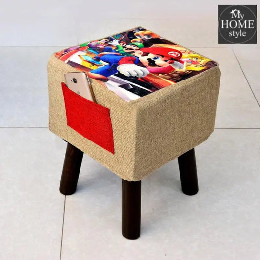 Wooden stool Printed Square shape - 266 Large - myhomestyle.pk