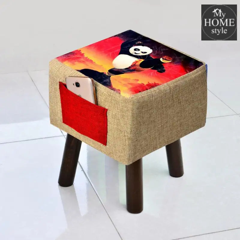 Wooden stool Printed Square shape-267 Large - myhomestyle.pk