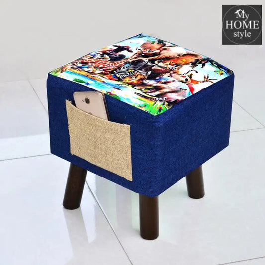 Wooden stool Printed Square shape - 268 Large - myhomestyle.pk