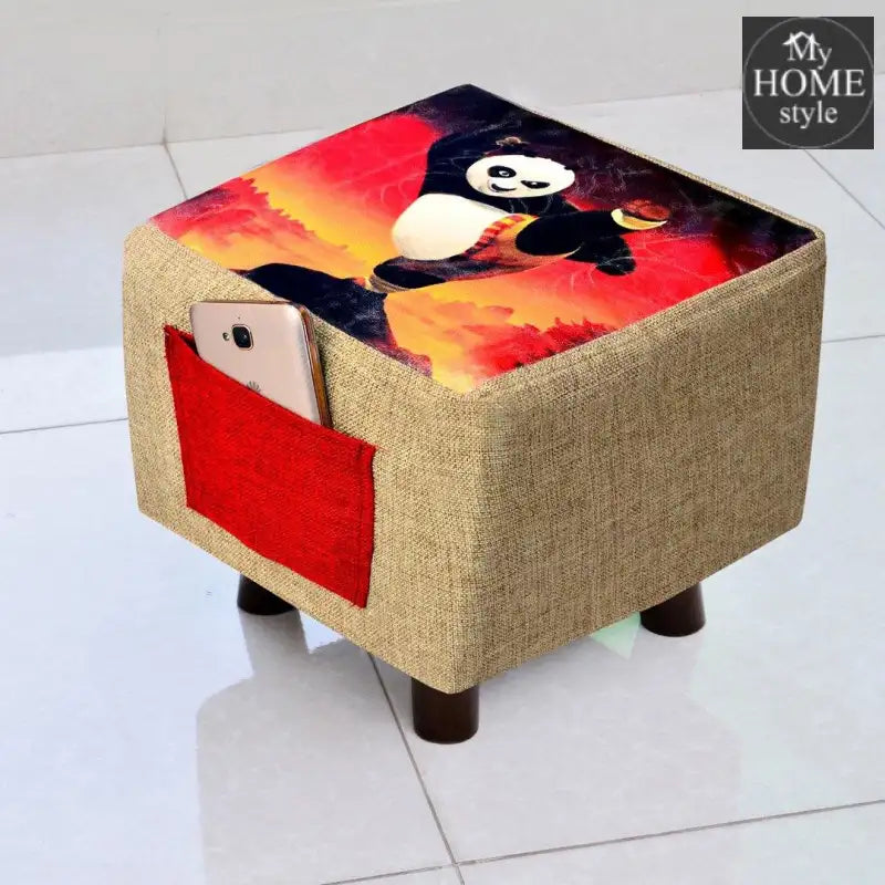 Wooden stool Printed Square shape-268 Small - myhomestyle.pk