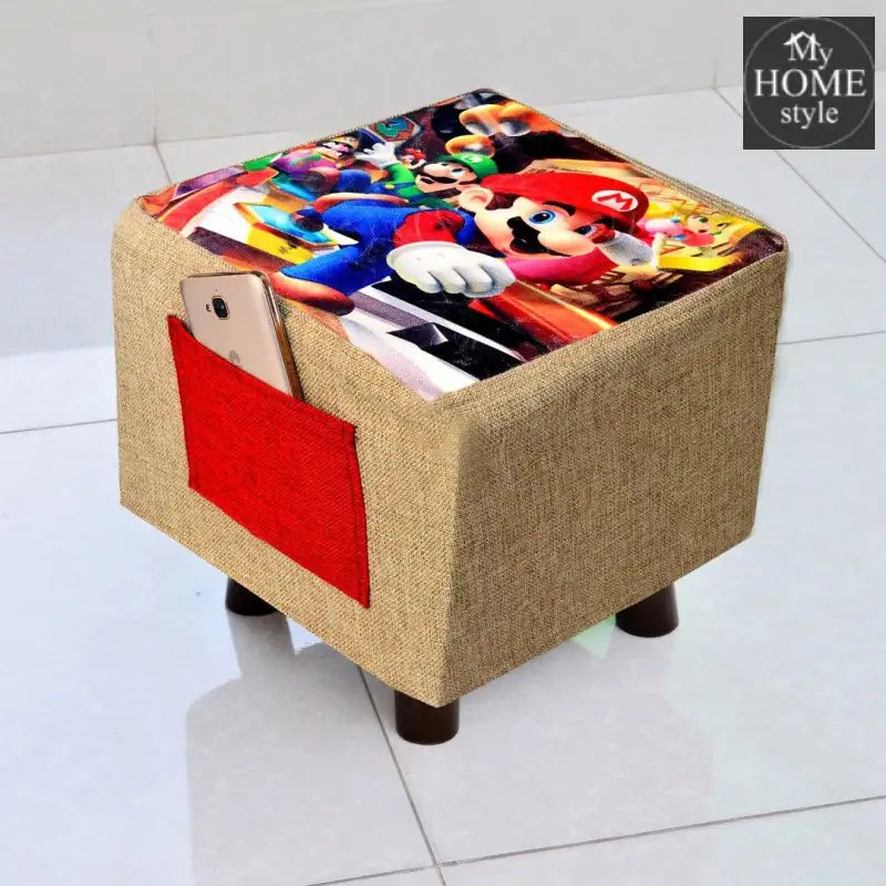 Wooden stool Printed Square shape-269 Small - myhomestyle.pk