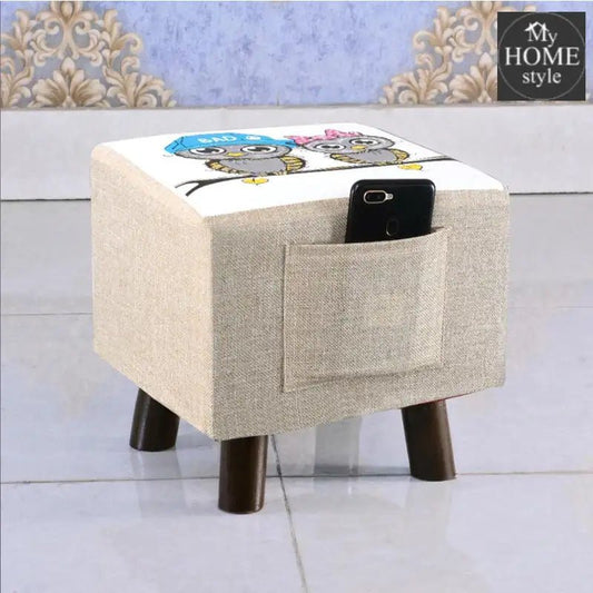 Wooden stool Printed Square shape - 290 Small - myhomestyle.pk