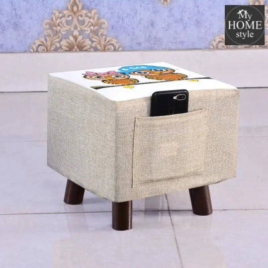 Wooden stool Printed Square shape - 291 Small - myhomestyle.pk