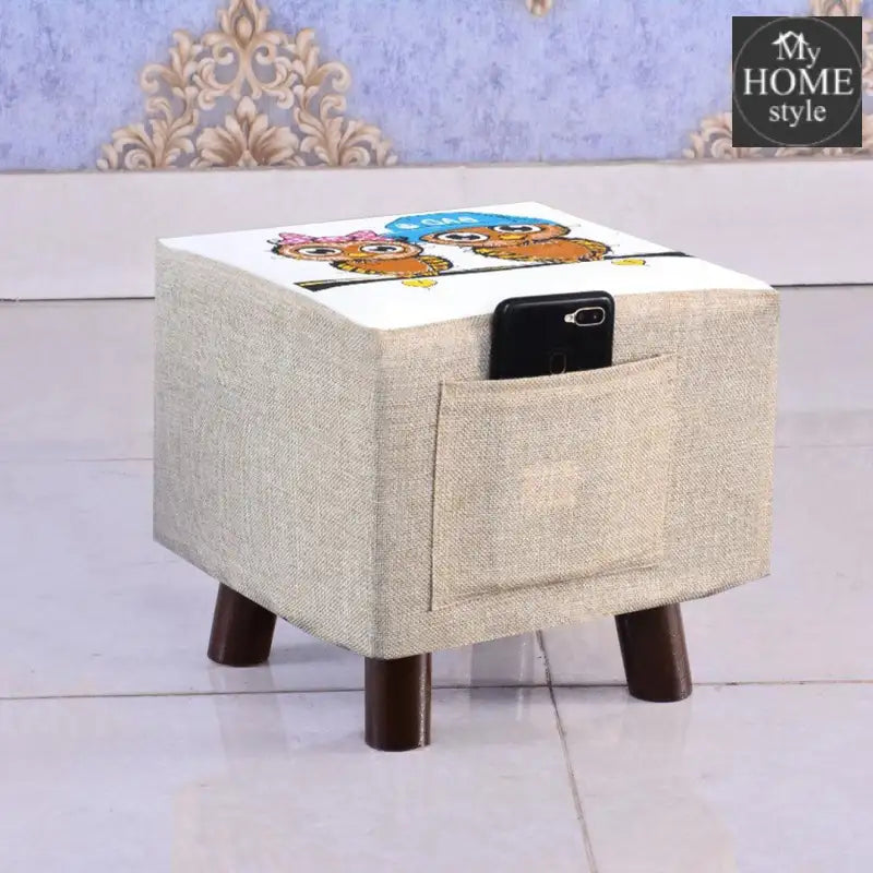Wooden stool Printed Square shape-291 Small - myhomestyle.pk