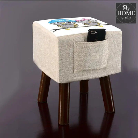 Wooden stool Printed Square shape - 388 Large - myhomestyle.pk