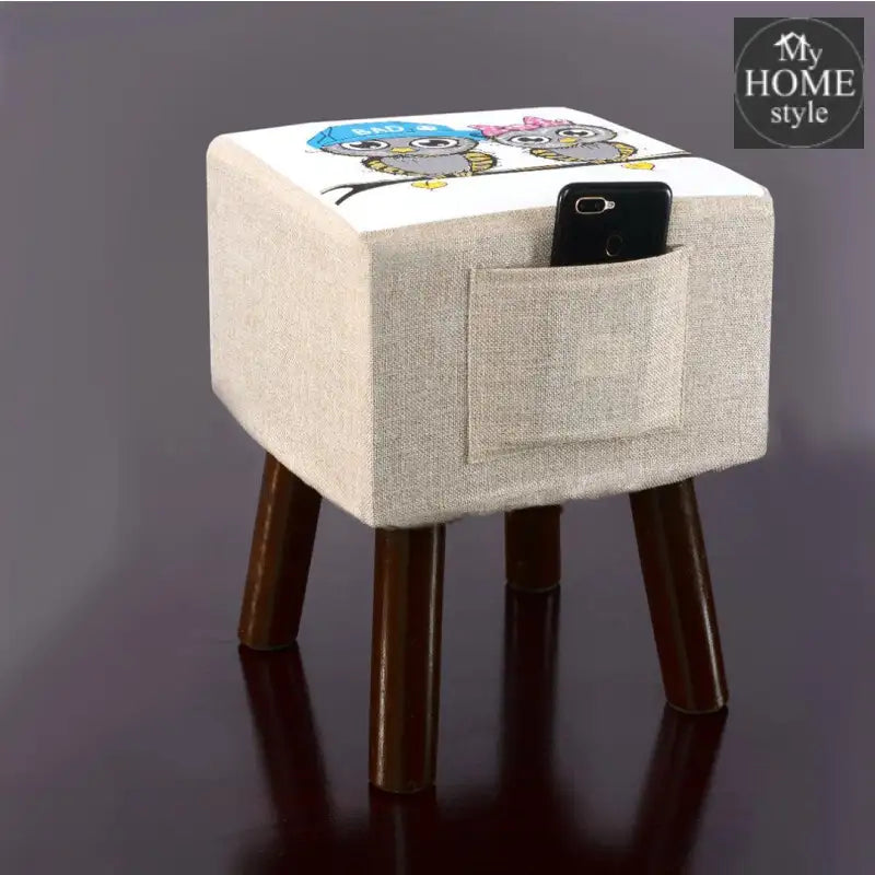 Wooden stool Printed Square shape-388 Large - myhomestyle.pk