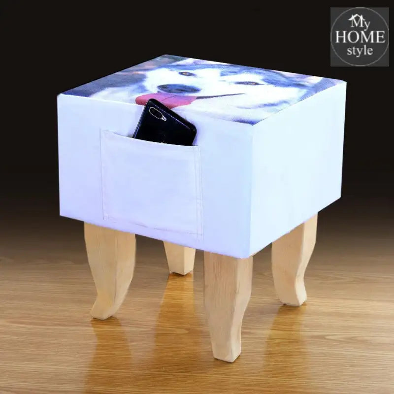 Wooden stool Printed Square shape-485 V - myhomestyle.pk