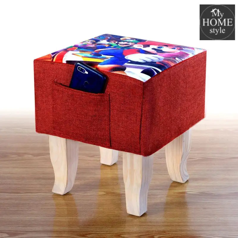 Wooden stool Printed Square shape-487 V - myhomestyle.pk