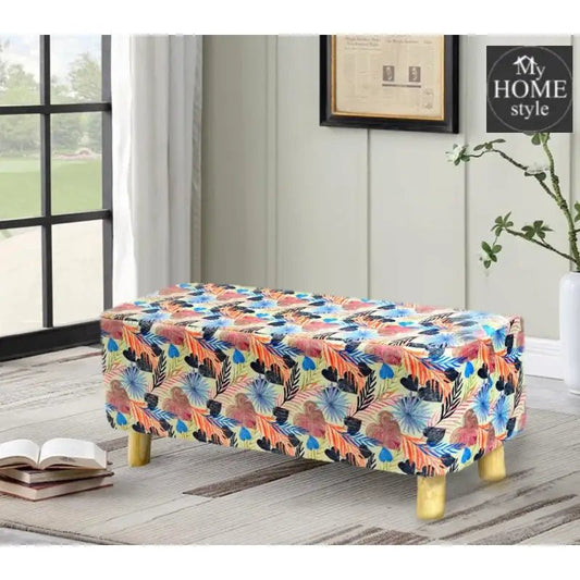 Wooden stool Printed Velvet Two Seater - 1205 - myhomestyle.pk