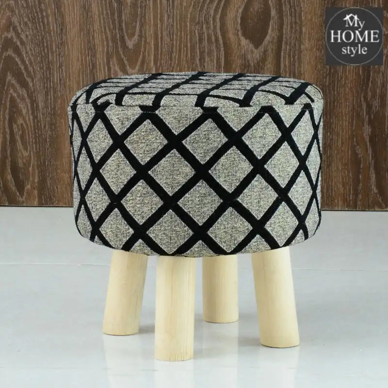 Wooden stool round shape-104 Black - myhomestyle.pk