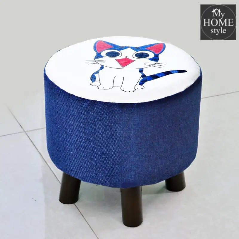 Wooden stool round shape Cat Print-243 - myhomestyle.pk