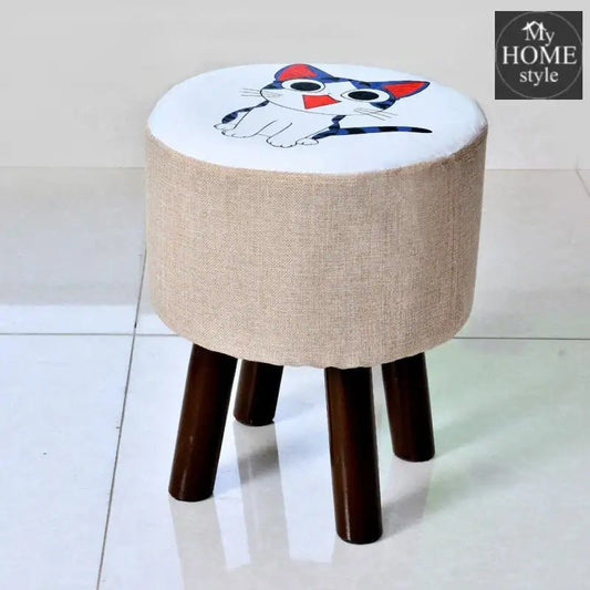 Wooden stool round shape Cat Print - 244 - myhomestyle.pk