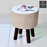 Wooden stool round shape Cat Print-244 - myhomestyle.pk