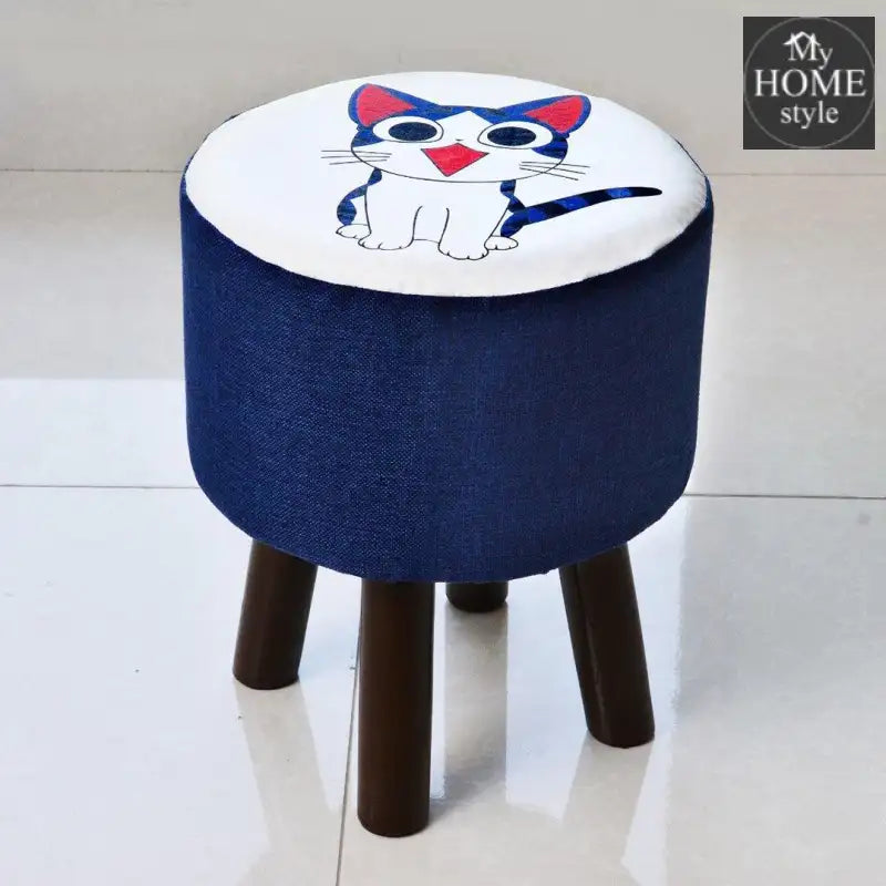 Wooden stool round shape Cat Print-245 - myhomestyle.pk