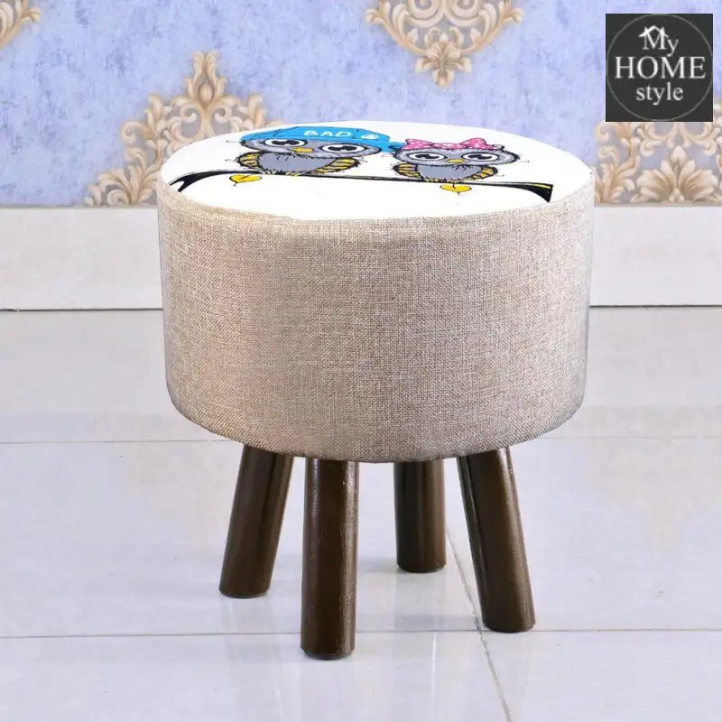 Wooden stool round shape Printed - 391 - myhomestyle.pk