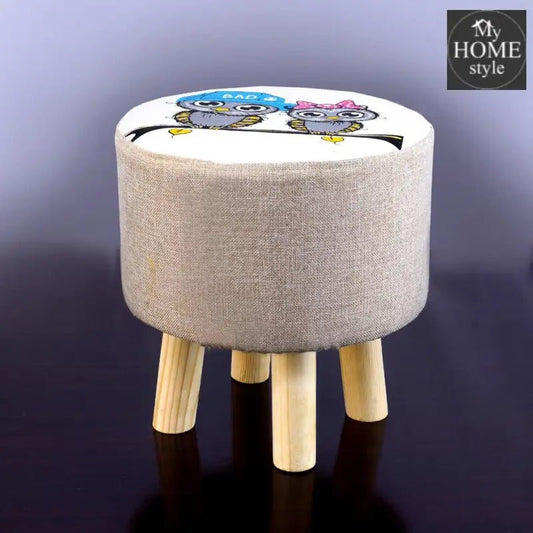 Wooden stool round shape Printed - 393 - myhomestyle.pk