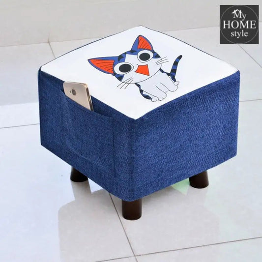 Wooden stool Square shape Cat Print - 248 - myhomestyle.pk