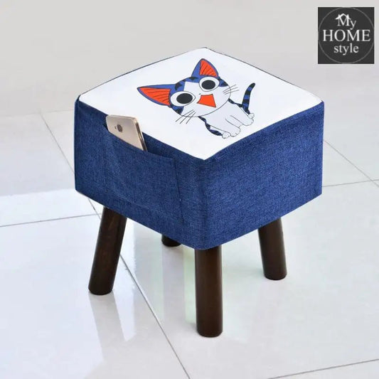 Wooden stool Square shape Cat Print - 250 - myhomestyle.pk