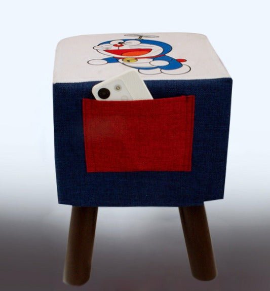 Wooden stool Square shape Print - 1364 - myhomestyle.pk