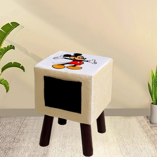 Wooden stool Square shape Print - 1376 - myhomestyle.pk