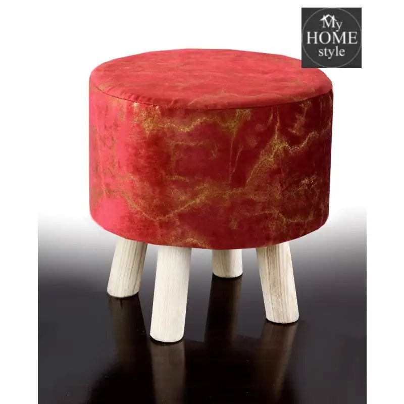 Wooden stool Velvet Sprinkle Round Shape - 1293 - myhomestyle.pk