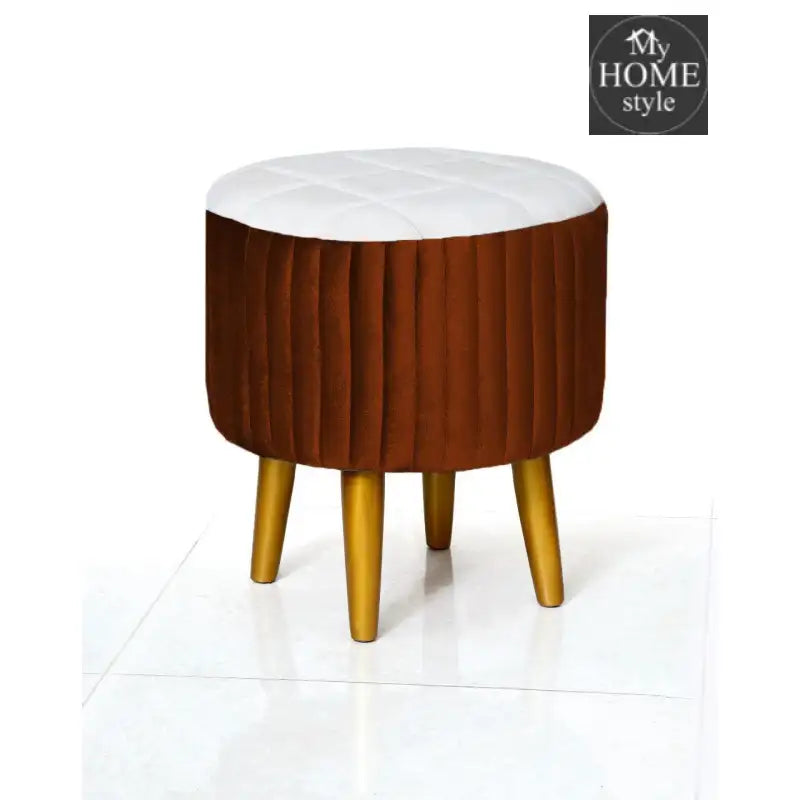 Wooden Velvet stool round shape-876 - myhomestyle.pk