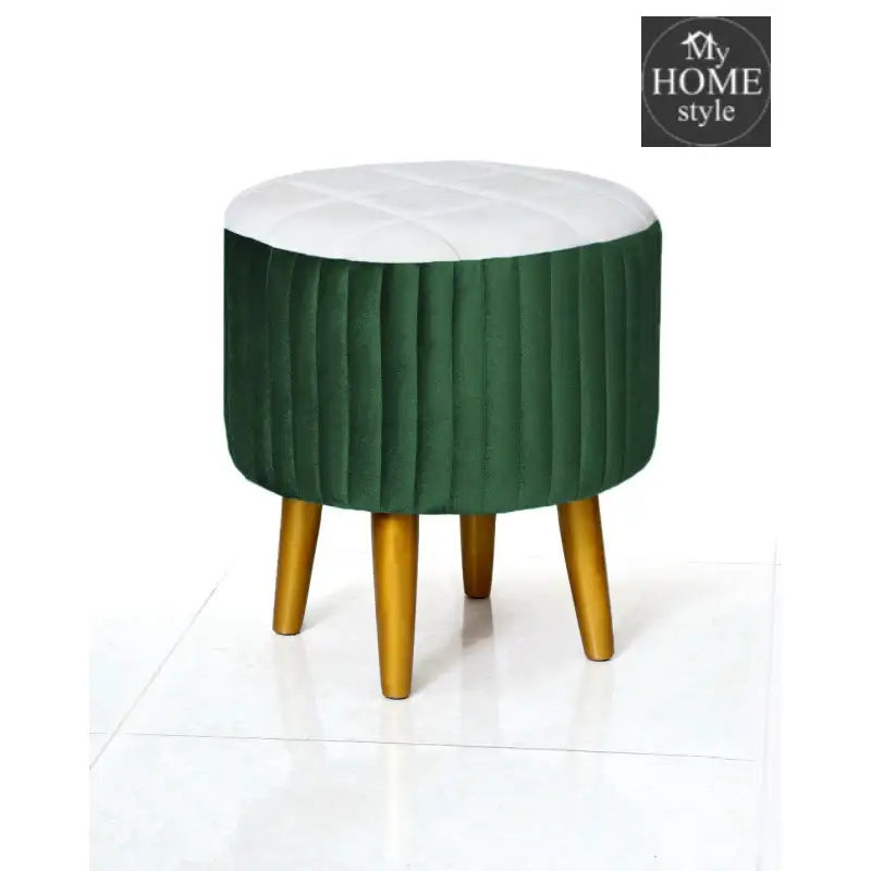Wooden Velvet stool round shape-877 - myhomestyle.pk